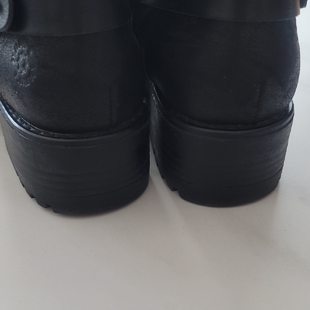 BULLBOXER 9 Black Casual Grunge Indie Y2K EUC Moto Combat Chunky Heel Ankle Boot - Picture 12 of 15